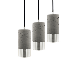 3 mørke betonlamper i aluminium