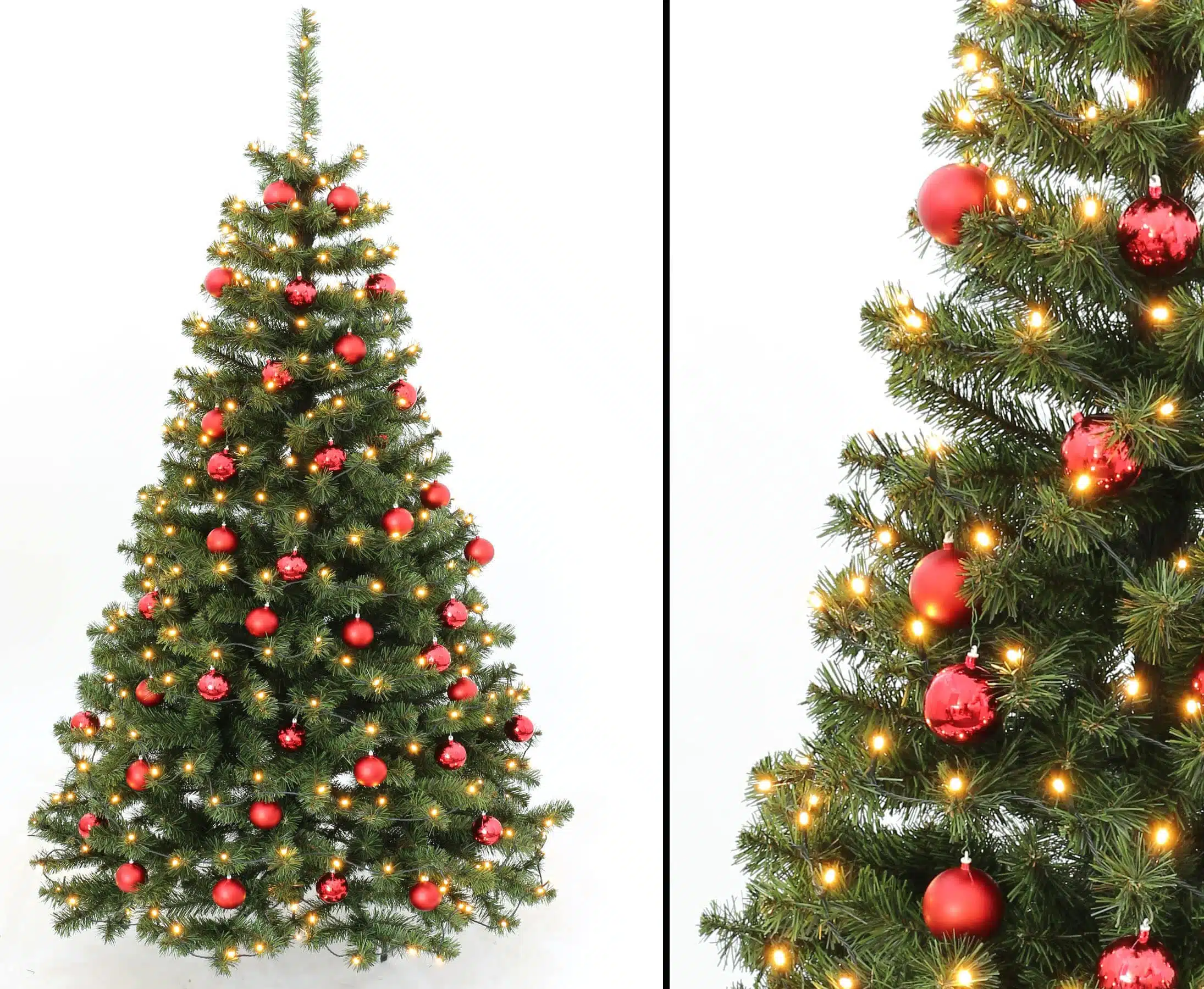 Juletræ 210 cm med LED lys og røde kugler, produktbillede 7 af 23, Kunstige planter & træer hos HomeNordic
