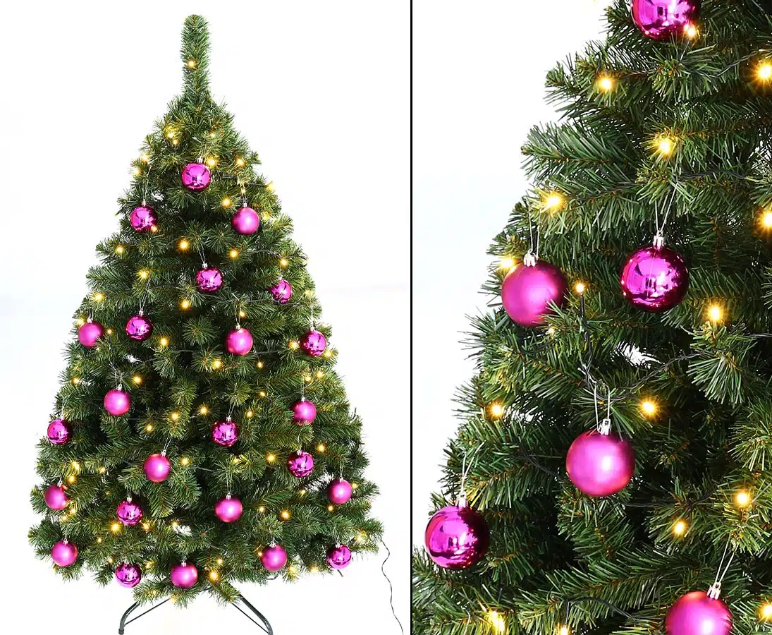 Juletræ 150 cm Maria med LED lys og lilla julekugler, produktbillede 8 af 24, Kunstige planter & træer hos HomeNordic
