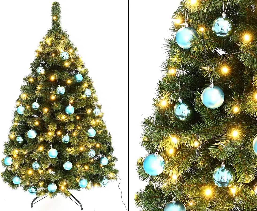 Juletræ 150 cm Maria med LED lys og blå julekugler, produktbillede 6 af 24, Kunstige planter & træer hos HomeNordic