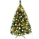 Juletræ 150 cm Maria med LED lys og blå julekugler