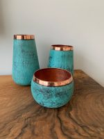 Oxiderede kobbervaser sæt med 3 vaser.