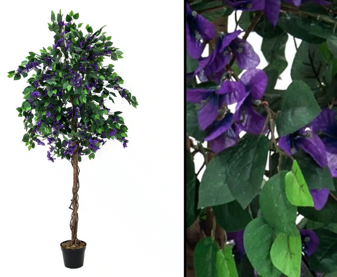 Bougainvillea kunsttræ 150 cm med lavendel farvede blomster, produktbillede 7 af 24, Kunstige planter & træer hos HomeNordic