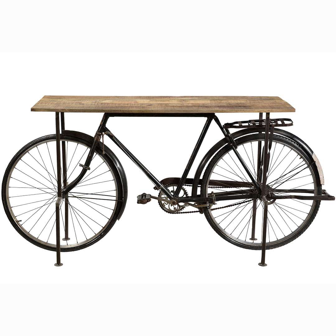 Speedy konsolbord med gammel cykel som stel