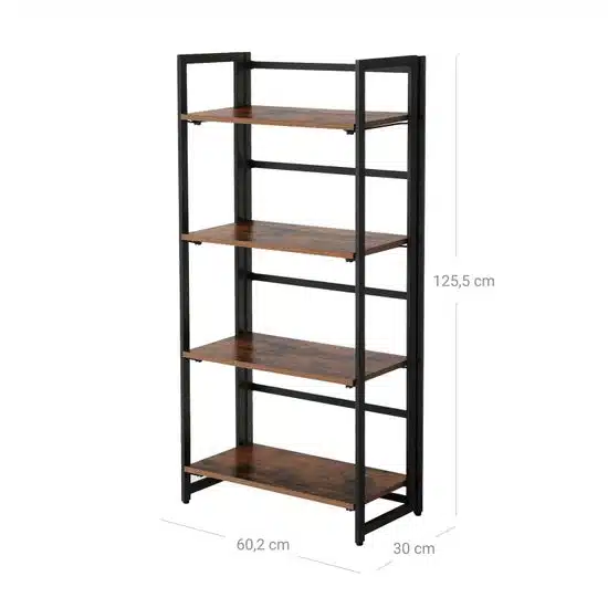 Reol 126 cm høj sort/brun, produktbillede 8 af 24, Reoler hos HomeNordic