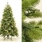 Juletræ 210 cm Spritzguss med 392 LED lys og guldkugler