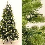 Juletræ 210 cm Spritzguss med 392 LED lys og sølvkugler