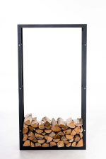 Brændeholder 25x80x150 cm sort uden fødder - Billede 2