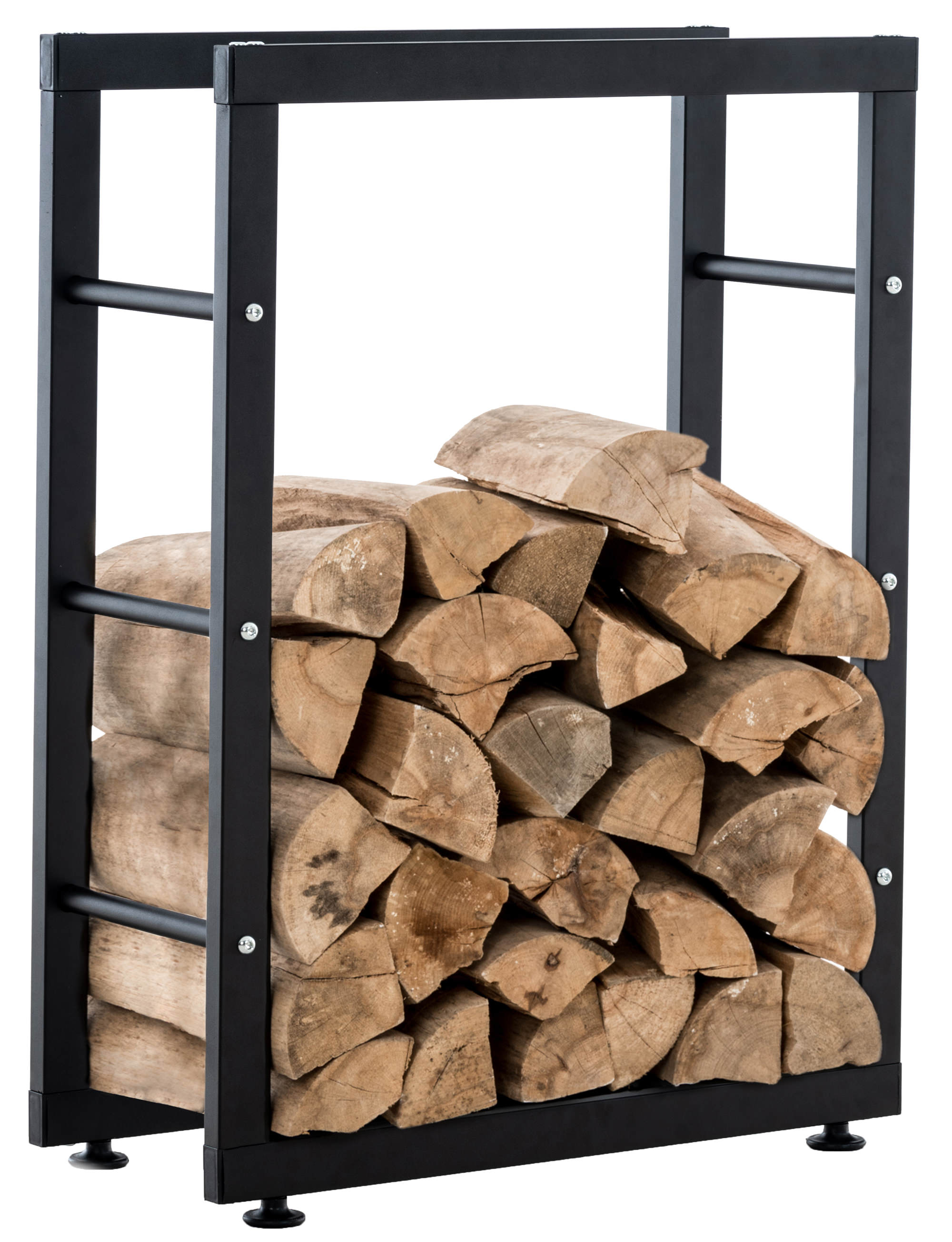 Brændeholder 25x40x80 cm sort med fødder, produktbillede 2 af 2, Brændeholdere hos HomeNordic