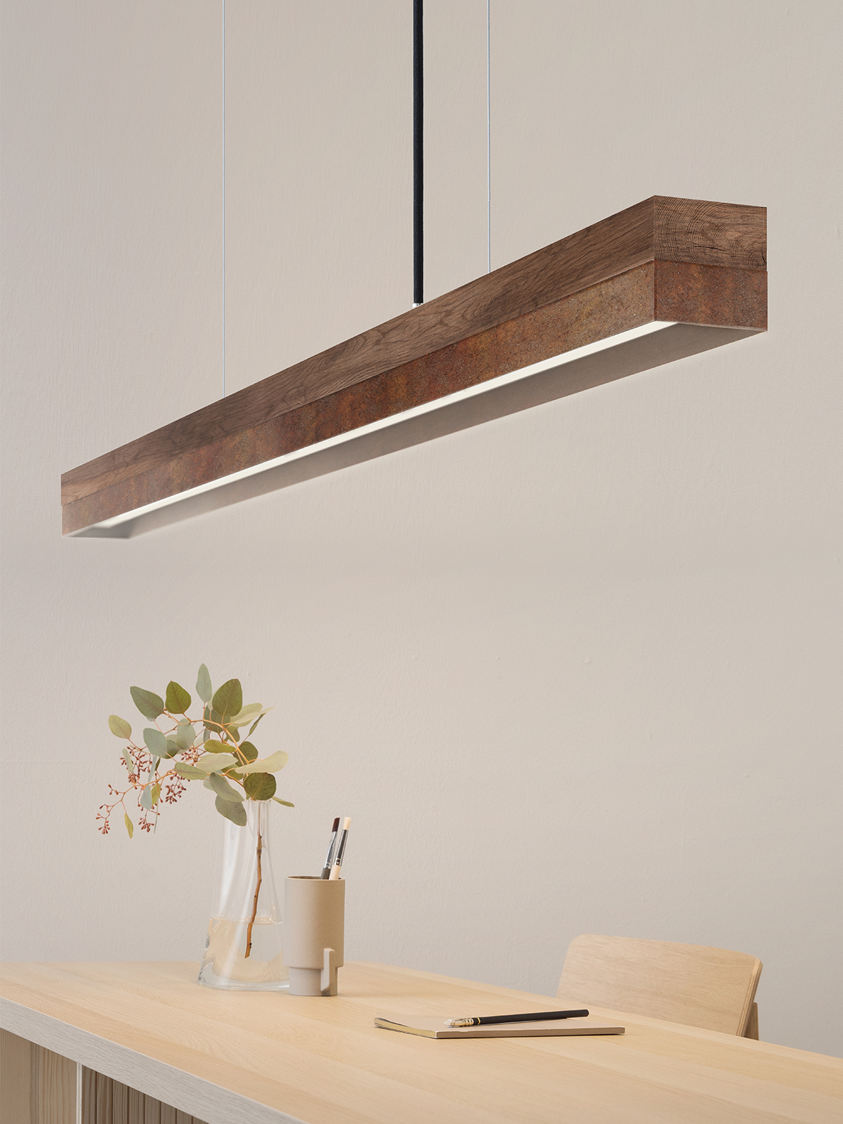 Langbordspendel i valnød og rusten stål - Billede 4