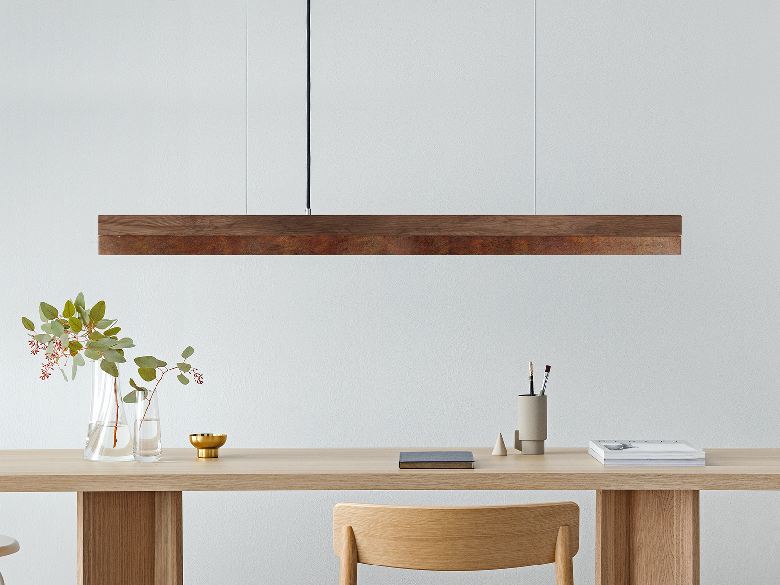 Langbordspendel i valnød og rusten stål - Billede 9
