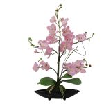 Orkide 60 cm høj - kunstig orkide i sort skål