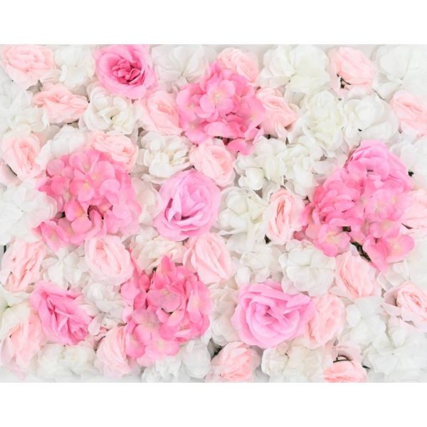 Kunstig blomstervæg 40 x 60 cm lyserød og hvid