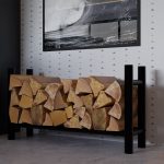 Brændeholder 30x100x60 cm sort