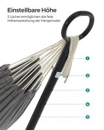 Hængekøje med stativ 210 cm grå - Billede 5