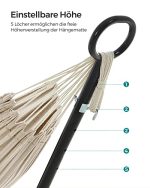 Hængekøje med stativ 210 cm sandfarvet - Billede 6