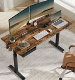 Hæve sænkebord 160 x 70 cm brun med USB stik og strømstik - Billede 3