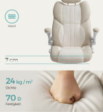 Kontorstol med klapsammen armlæn cremehvid - Billede 4