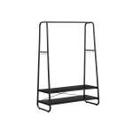 Garderobestativ med 2 skohylder og bøjlestang 100 cm sort - Billede 4