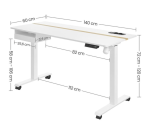 Hæve sænkebord 140 x 60 cm hvid med USB stik og strømstik - Billede 5