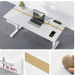 Hæve sænkebord 140 x 60 cm hvid med USB stik og strømstik - Billede 4