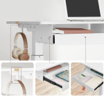 Hæve sænkebord 140 x 60 cm hvid med USB stik og strømstik - Billede 3