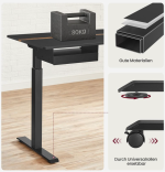 Hæve sænkebord 140 x 60 cm sort med USB stik og strømstik - Billede 6