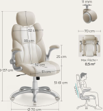 Kontorstol med klapsammen armlæn cremehvid - Billede 3