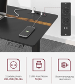 Hæve sænkebord 140 x 60 cm sort med USB stik og strømstik - Billede 5