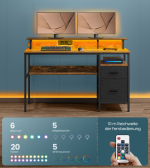 Gaming bord med LED lys 55 x 135 x 77cm med skuffesektion brun - Billede 5