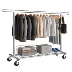 Garderobestativ på hjul med udtræk – sølv, 160–200 cm - Billede 2