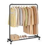 Garderobestativ på hjul i sort stål – 110 cm - Billede 3