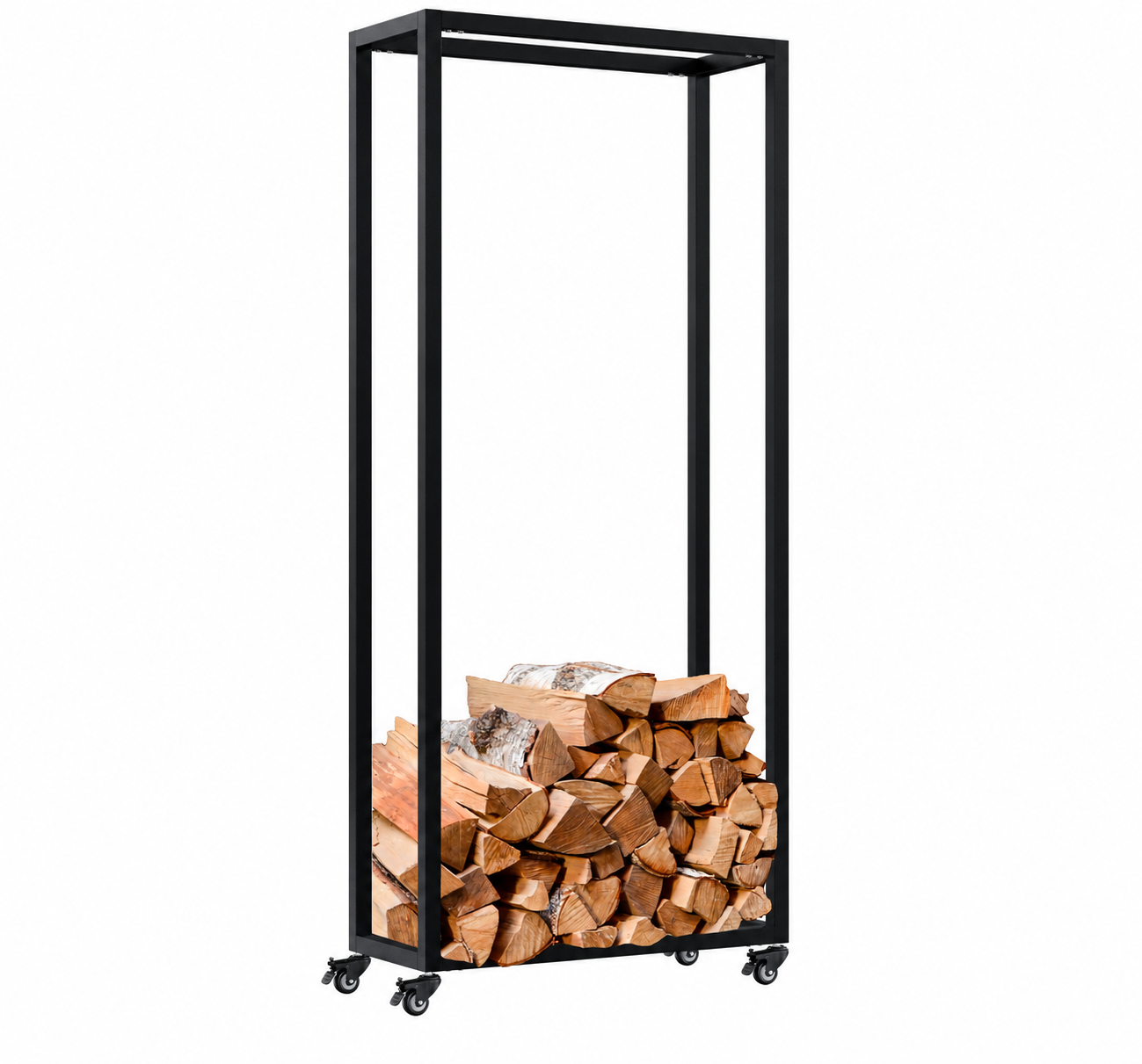 Brændeholder Hilta på hjul - sort, 150 cm