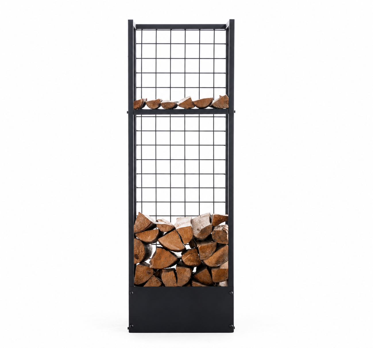 Brændeholder Forrest med hylde – sort, 120 cm - Billede 8