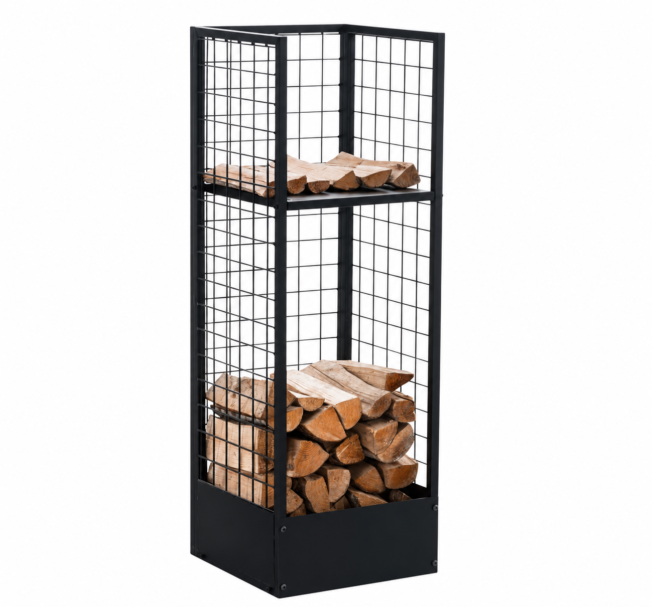 Brændeholder Forrest med hylde - sort, 120 cm